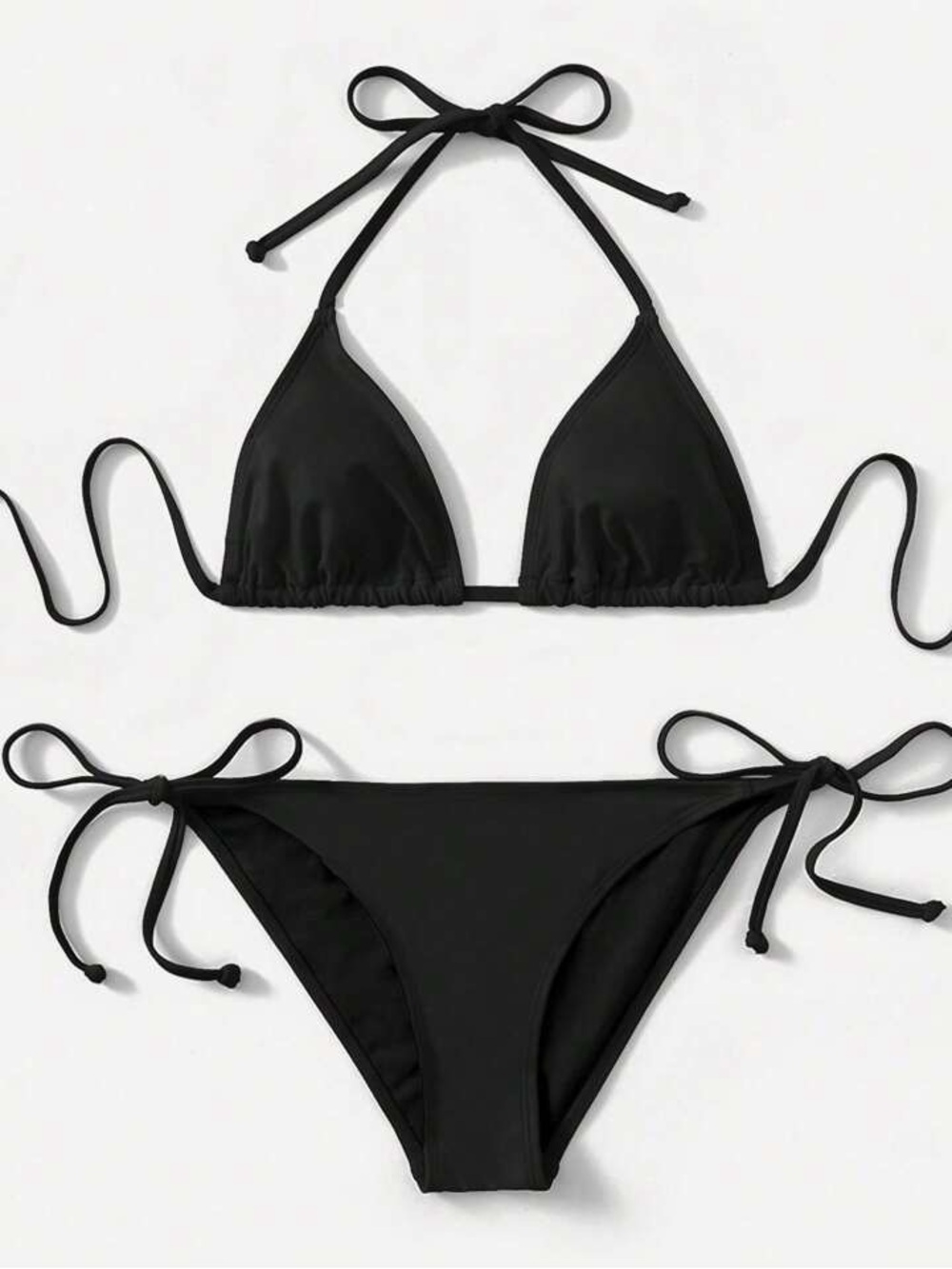 Classic Black Tie-Side Triangle Bikini - Women Swim